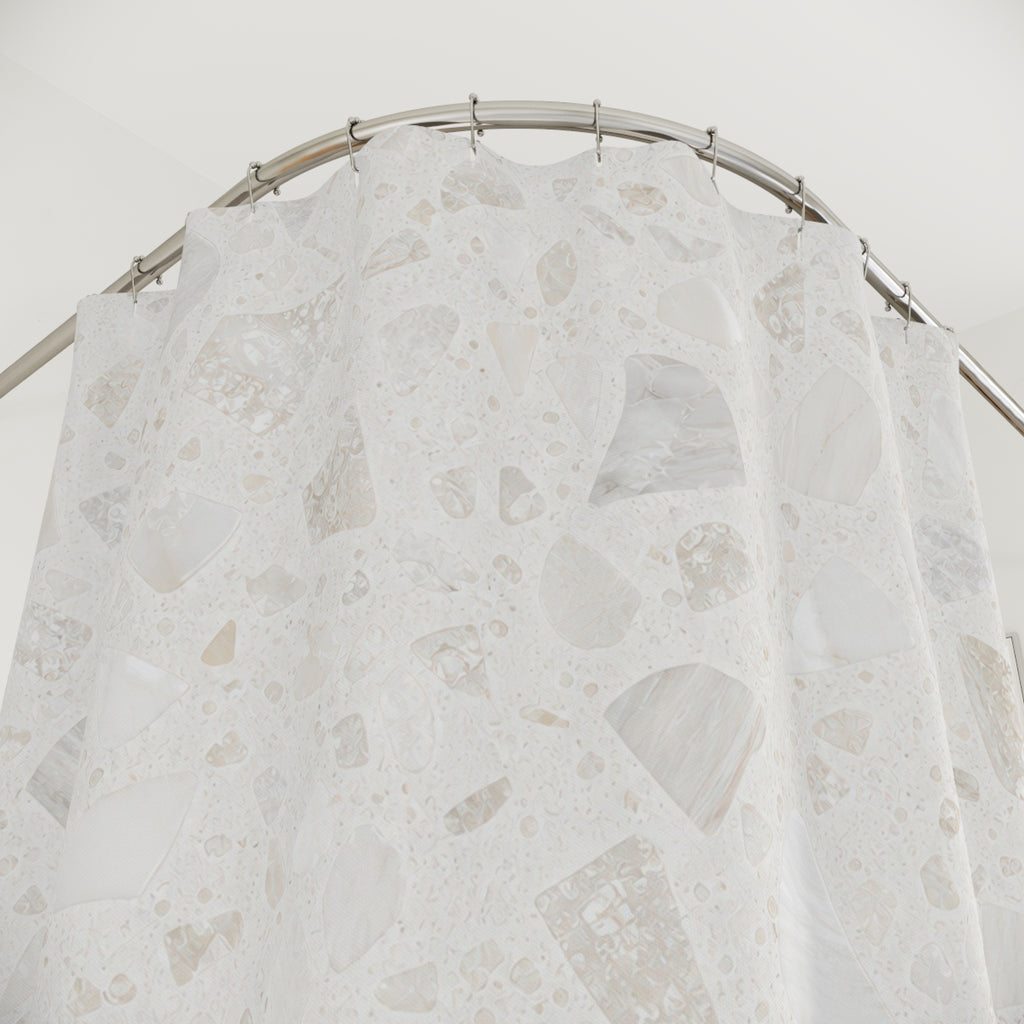 White Terrazzo Stone Shower Curtain