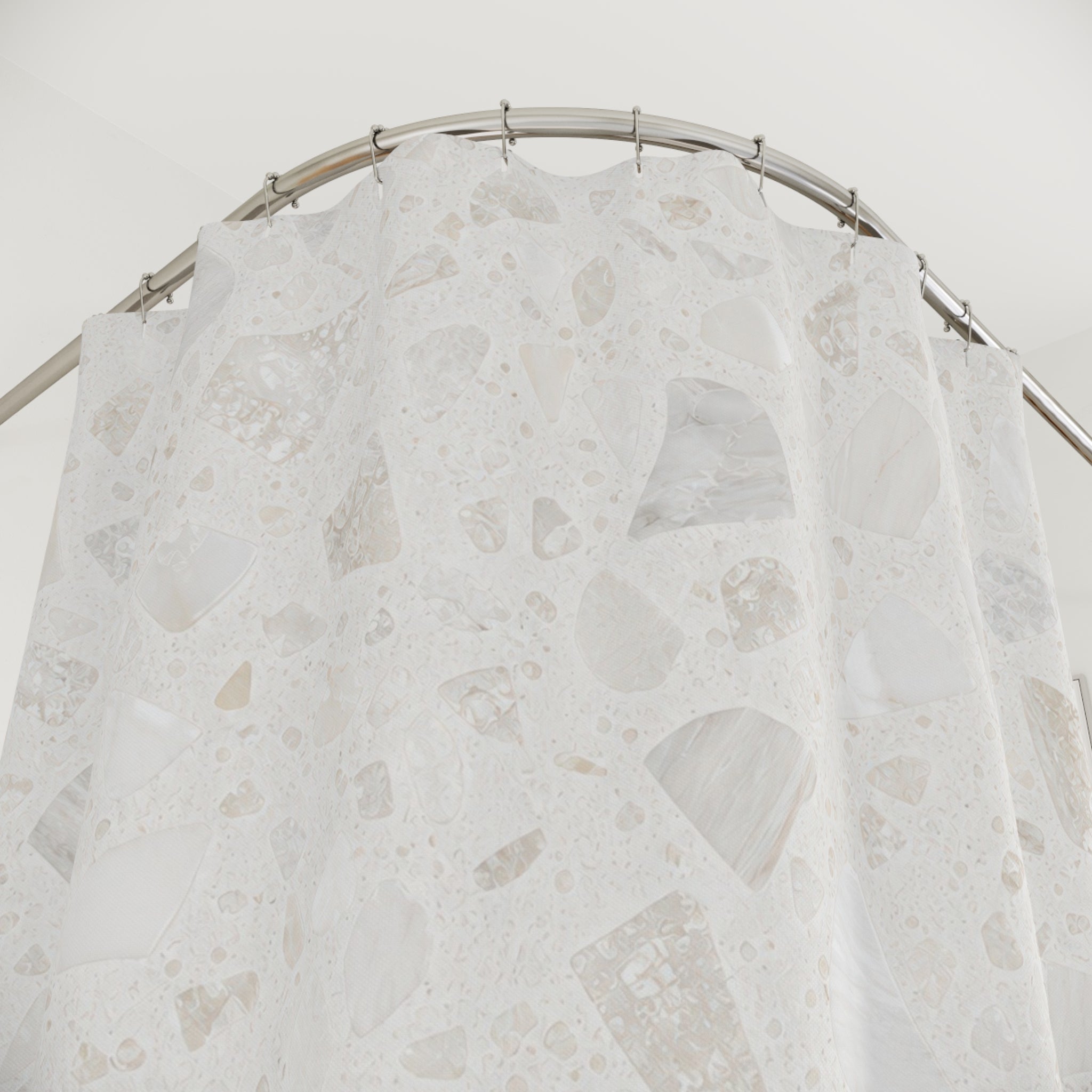 White Terrazzo Stone Shower Curtain
