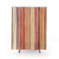 Sage Blue Rust Mustard Vertical Stripe Shower Curtain