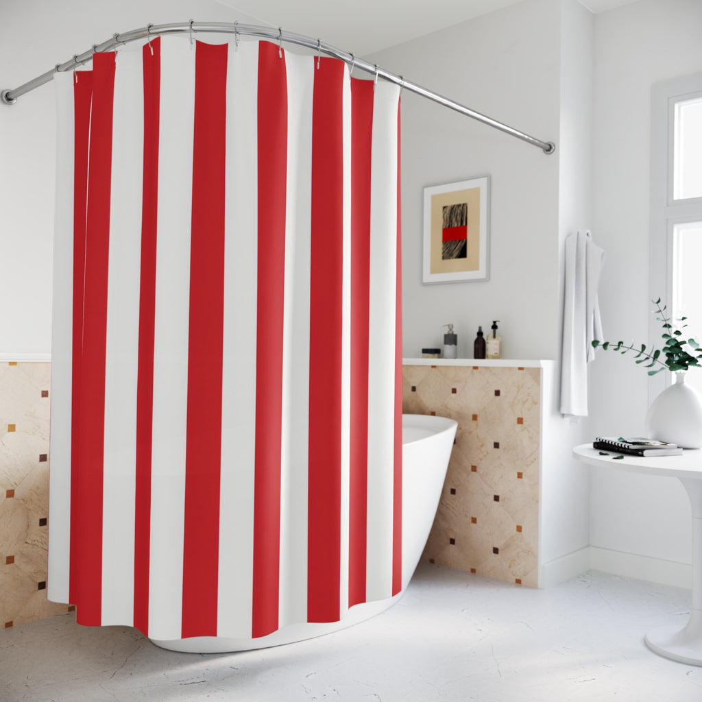 Red White Candy Stripe Shower Curtain