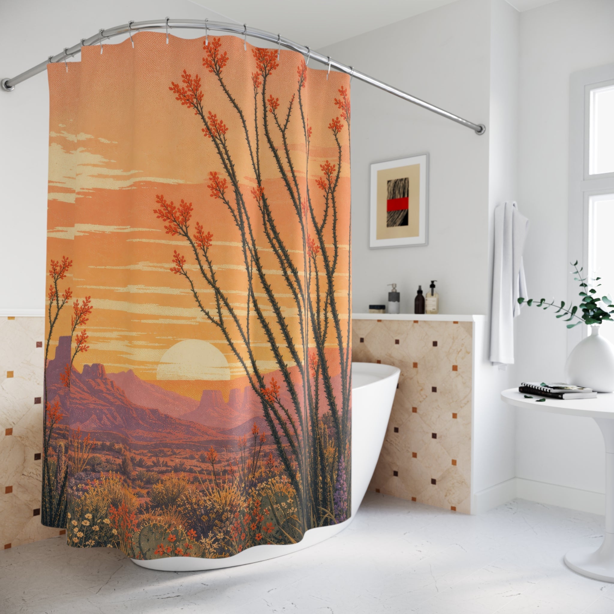 Screenprint Ocotillo Sunrise Shower Curtain