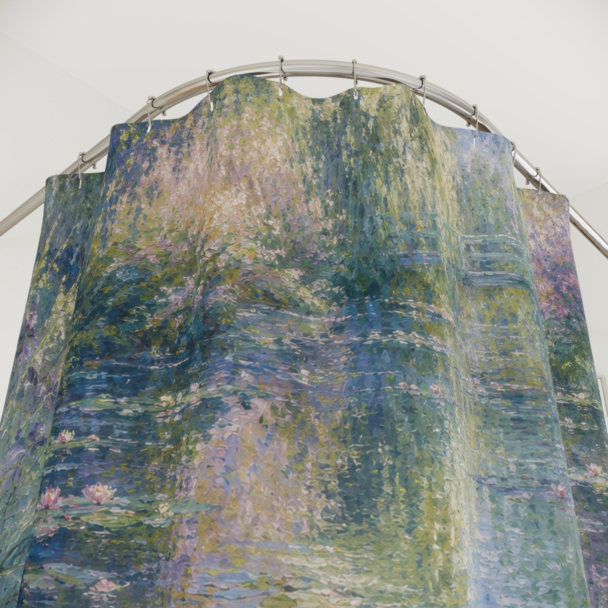 Claude Monet Inspired Shower Curtain: Blue Green Water