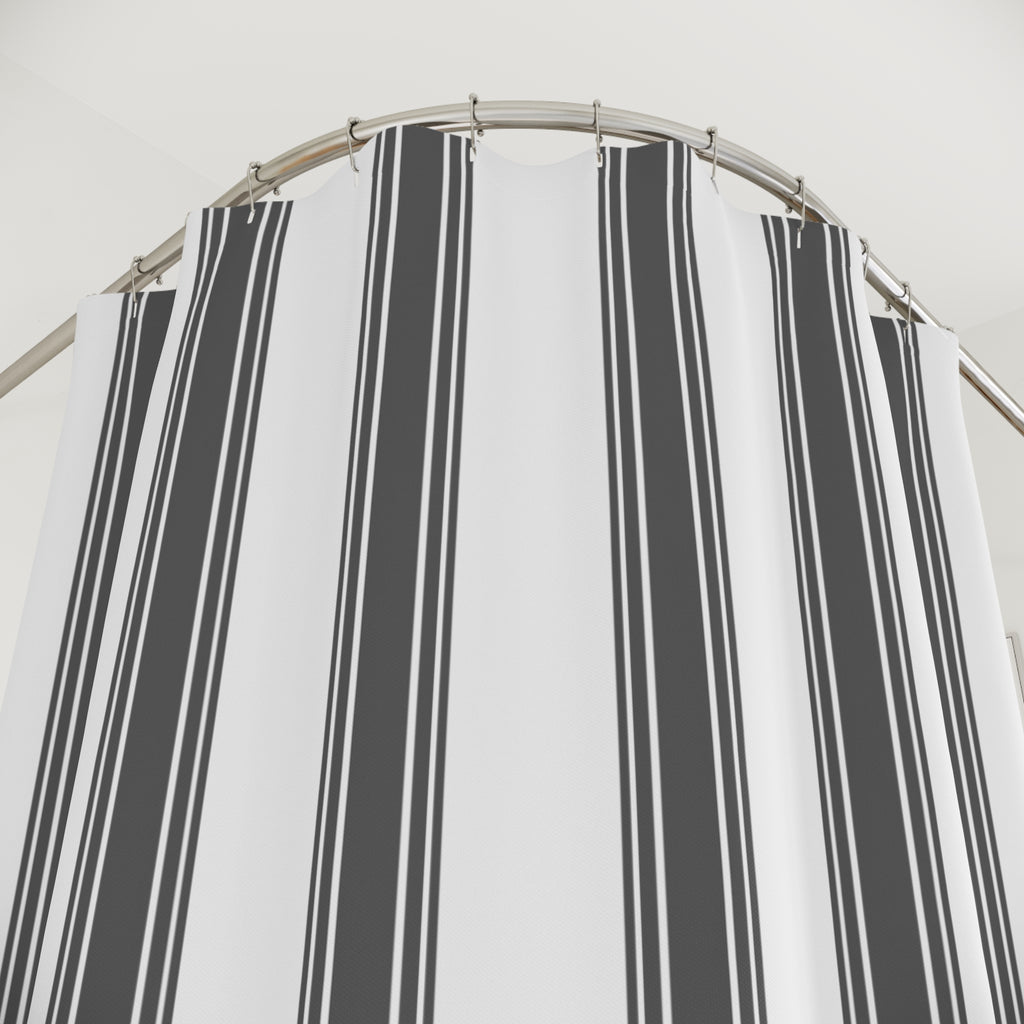 Grey Ticking Stripe Shower Curtain