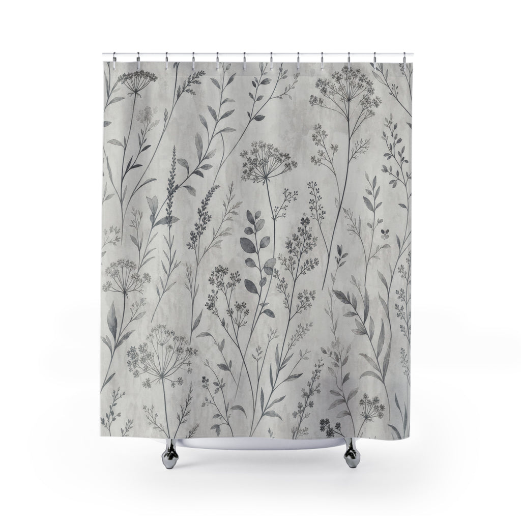 Wildflower Botanical Line Shower Curtain
