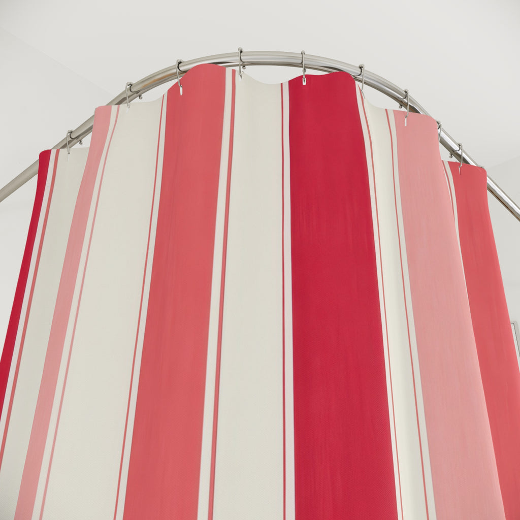 Raspberry Pink Stripe Shower Curtain, Raspberry Red Classic Bathroom Decor, Modern Stripe Bath Curtain, Guest Bath Decor, Home Decor