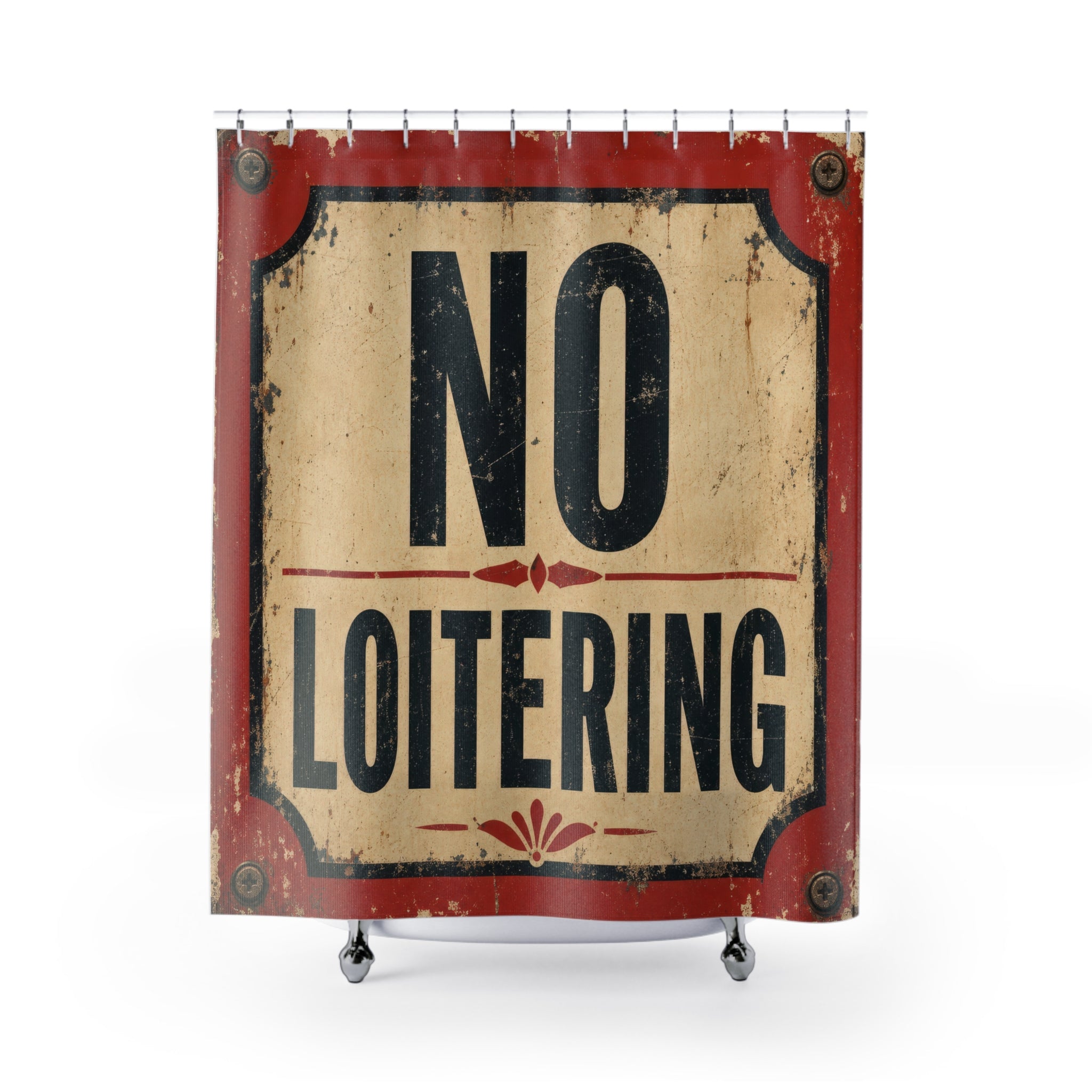 No Loitering Sign Unique Funny Shower Curtain