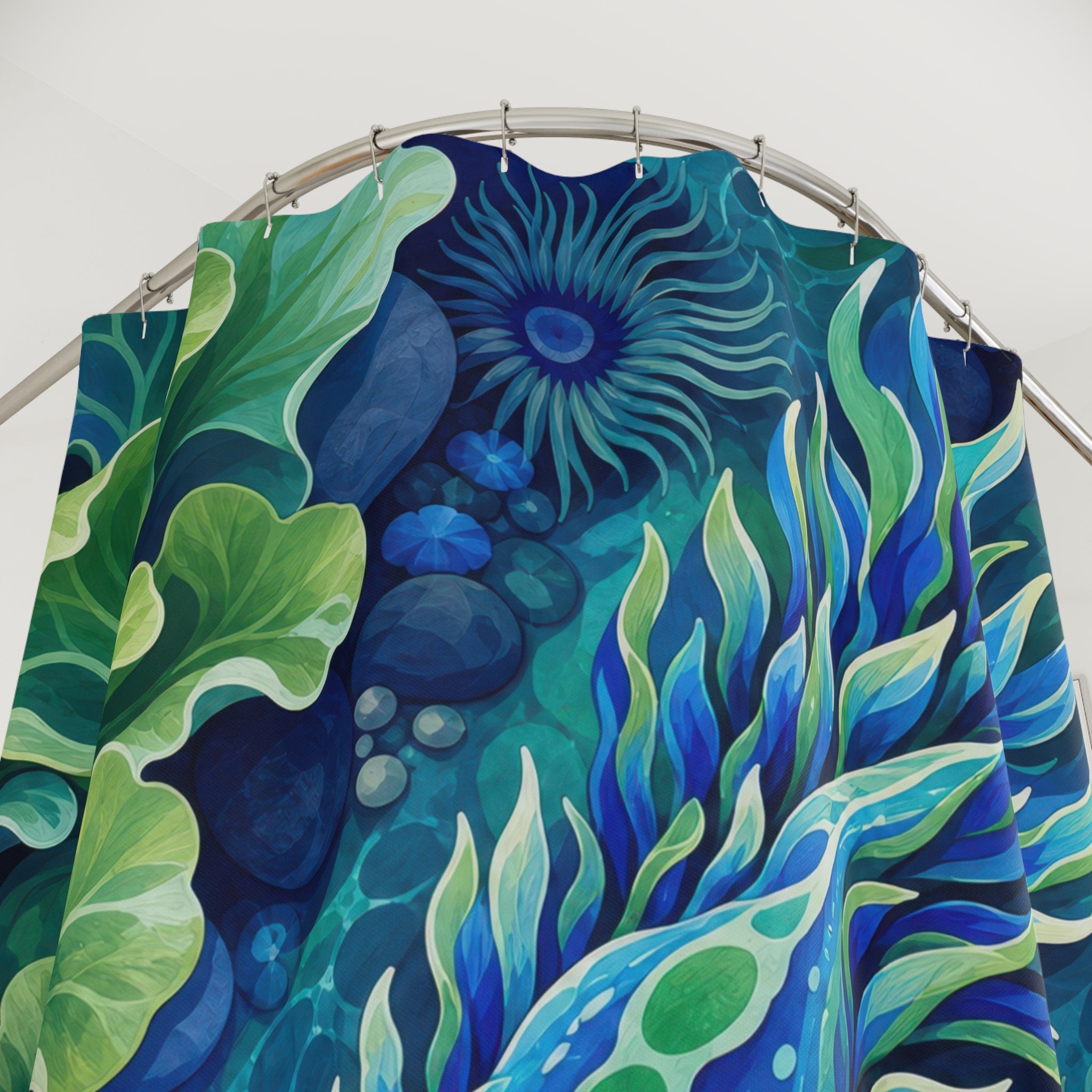 Blue and Green Nudibranch Tide Pool Shower Curtain