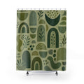Sage Green Shower Curtain, Abstract Botanical Bath Decor, Arch Leaf Pattern, Modern Boho Guest Bathroom Decor, Earthy Green Style