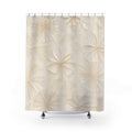 Floral Shower Curtain, Cream Beige Bath Decor, Relief Style Flower Pattern, Elegant Neutral Guest Bathroom Decor, Classic Soft Style
