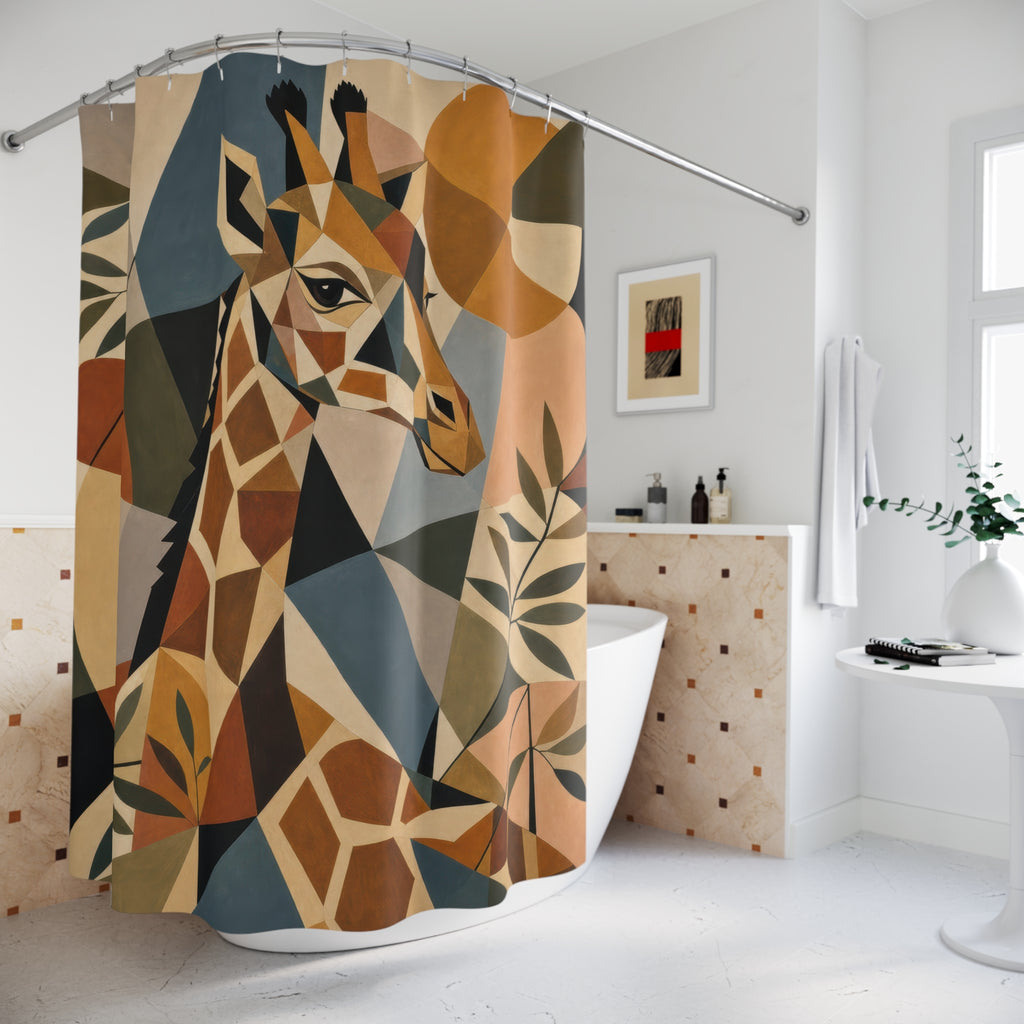 Faceted Safari Animal Portrait Shower Curtain