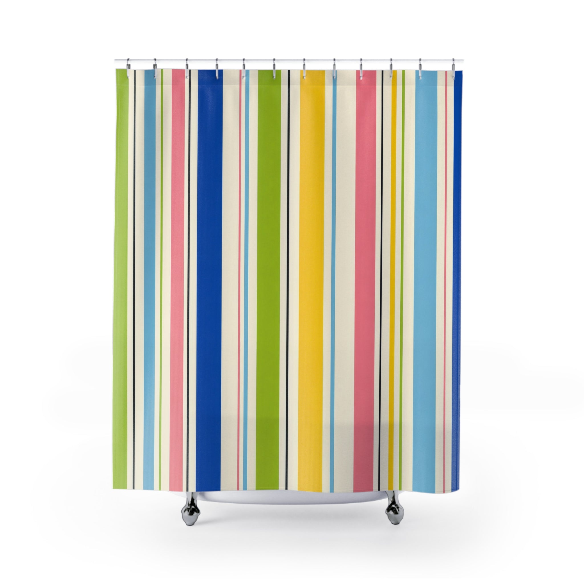 Bright Narrow Rainbow Stripe Shower Curtain