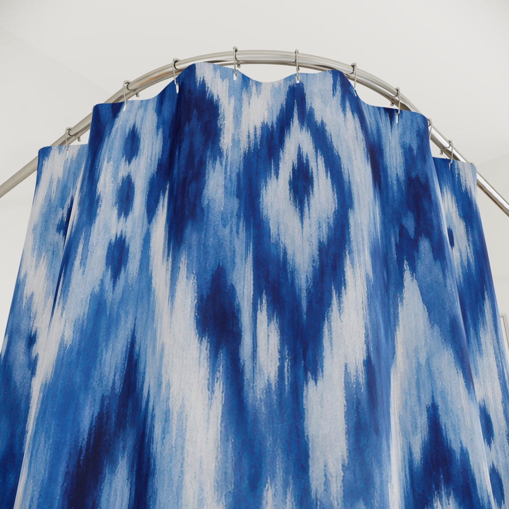 Blue Reverie Ikat Diamond Shower Curtain
