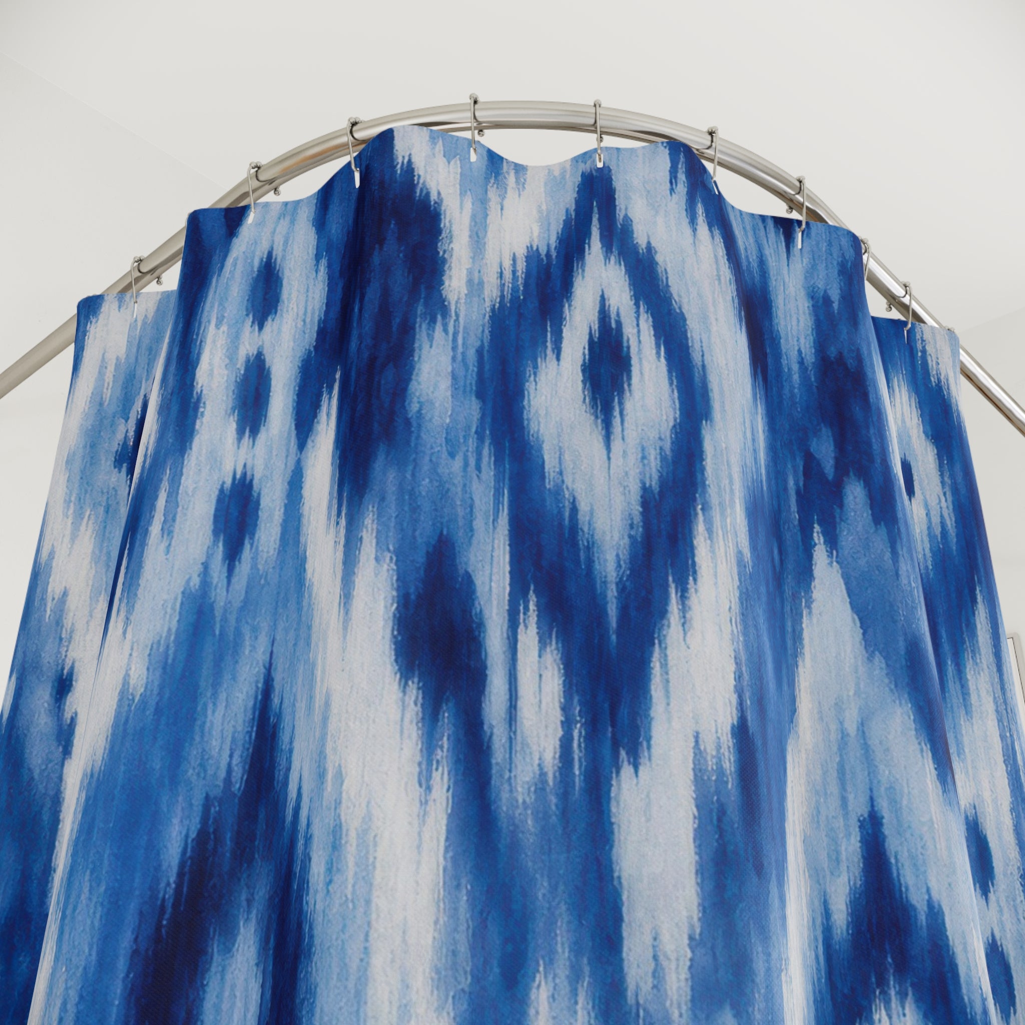 Blue Reverie Ikat Diamond Shower Curtain