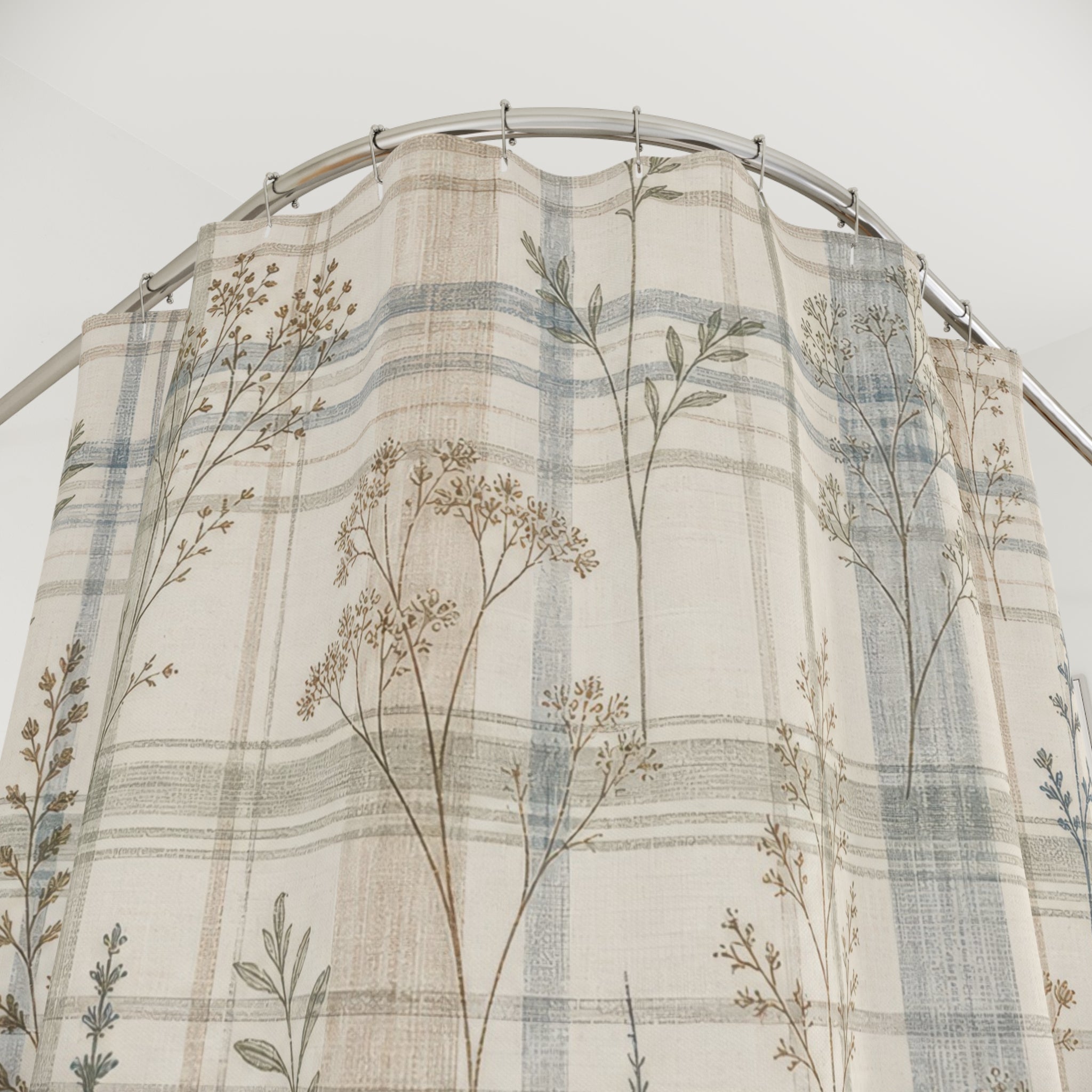 Soft Wildflower Botanical Shower Curtain