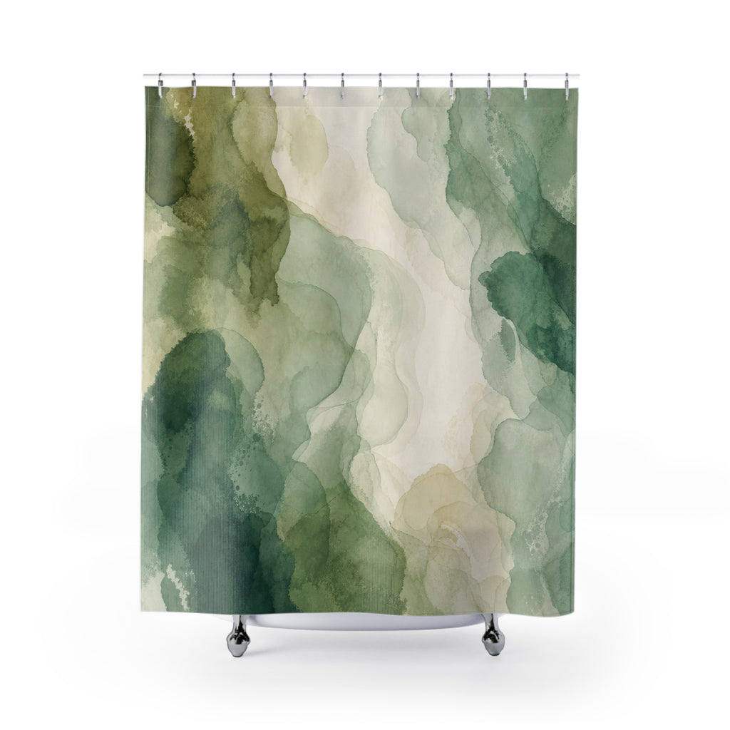 Sage Green Watercolor Shower Curtain