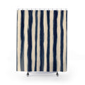 Navy Indigo Irregular Stripe Shower Curtain