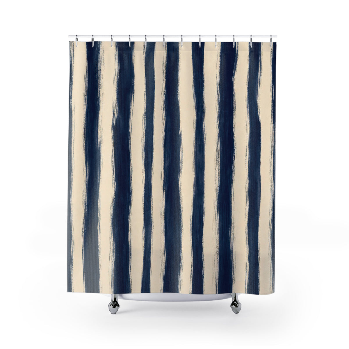 Navy Indigo Irregular Stripe Shower Curtain