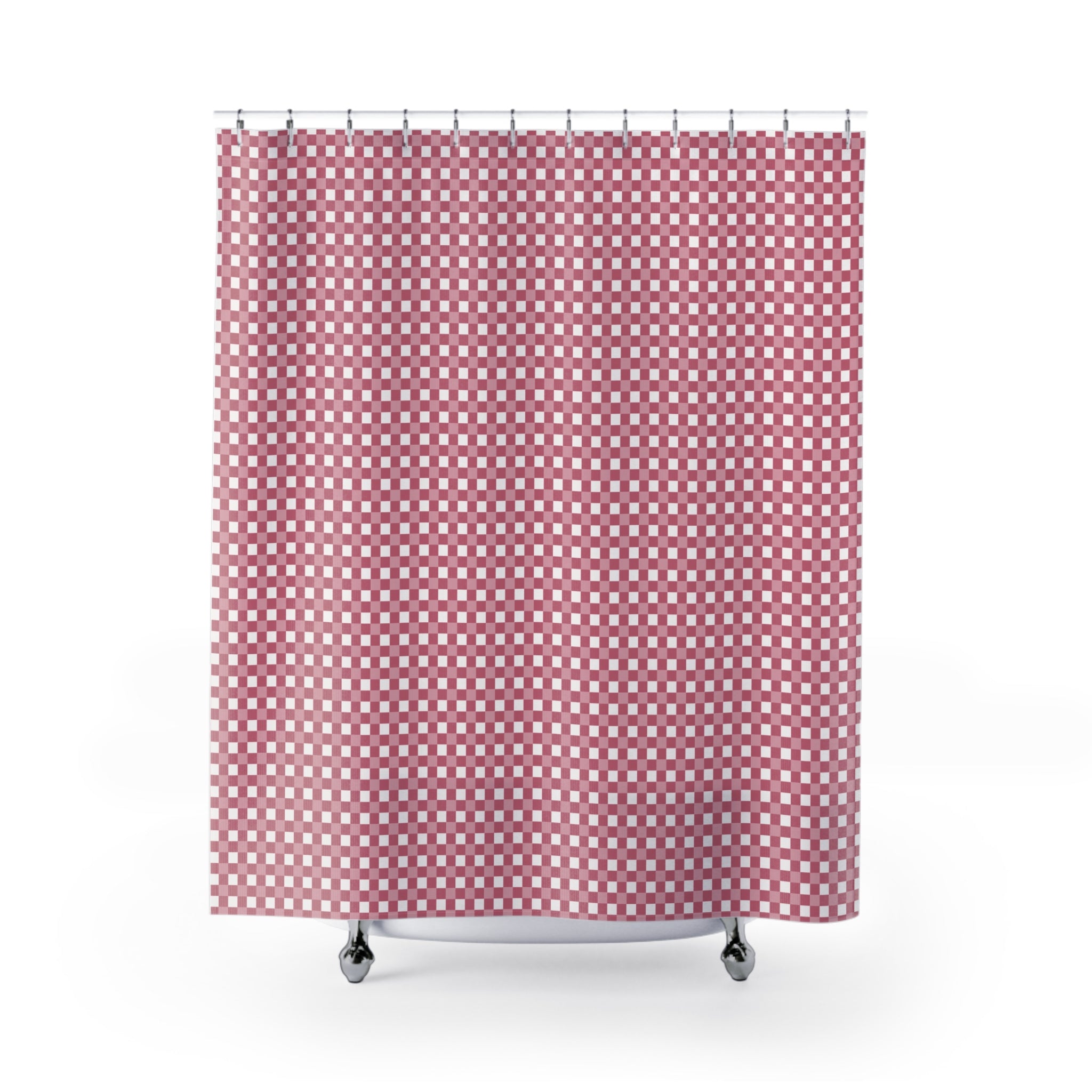 Pink & White Gingham Shower Curtain – Dusty Rose