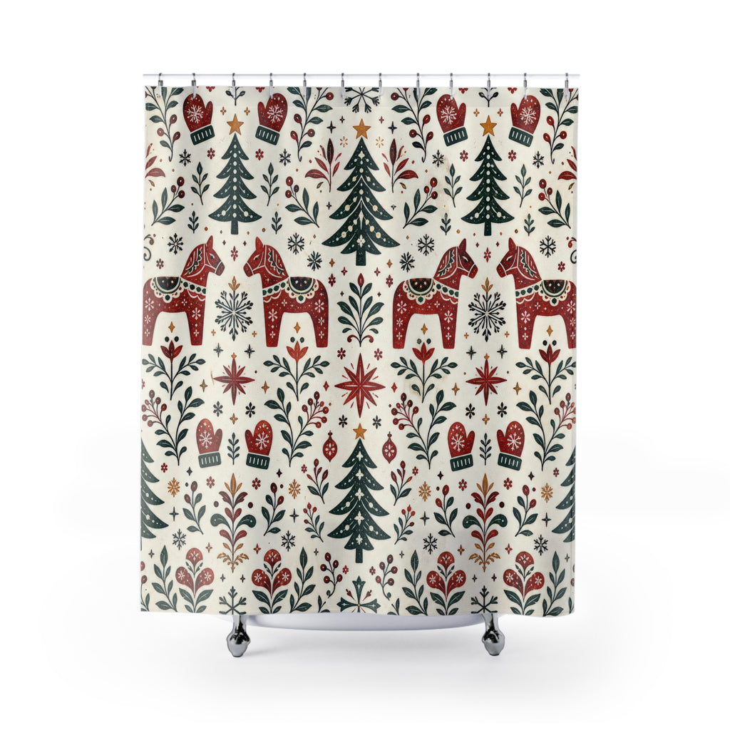 Reindeer Tree Folk Shower Curtain