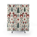 Reindeer Tree Folk Shower Curtain