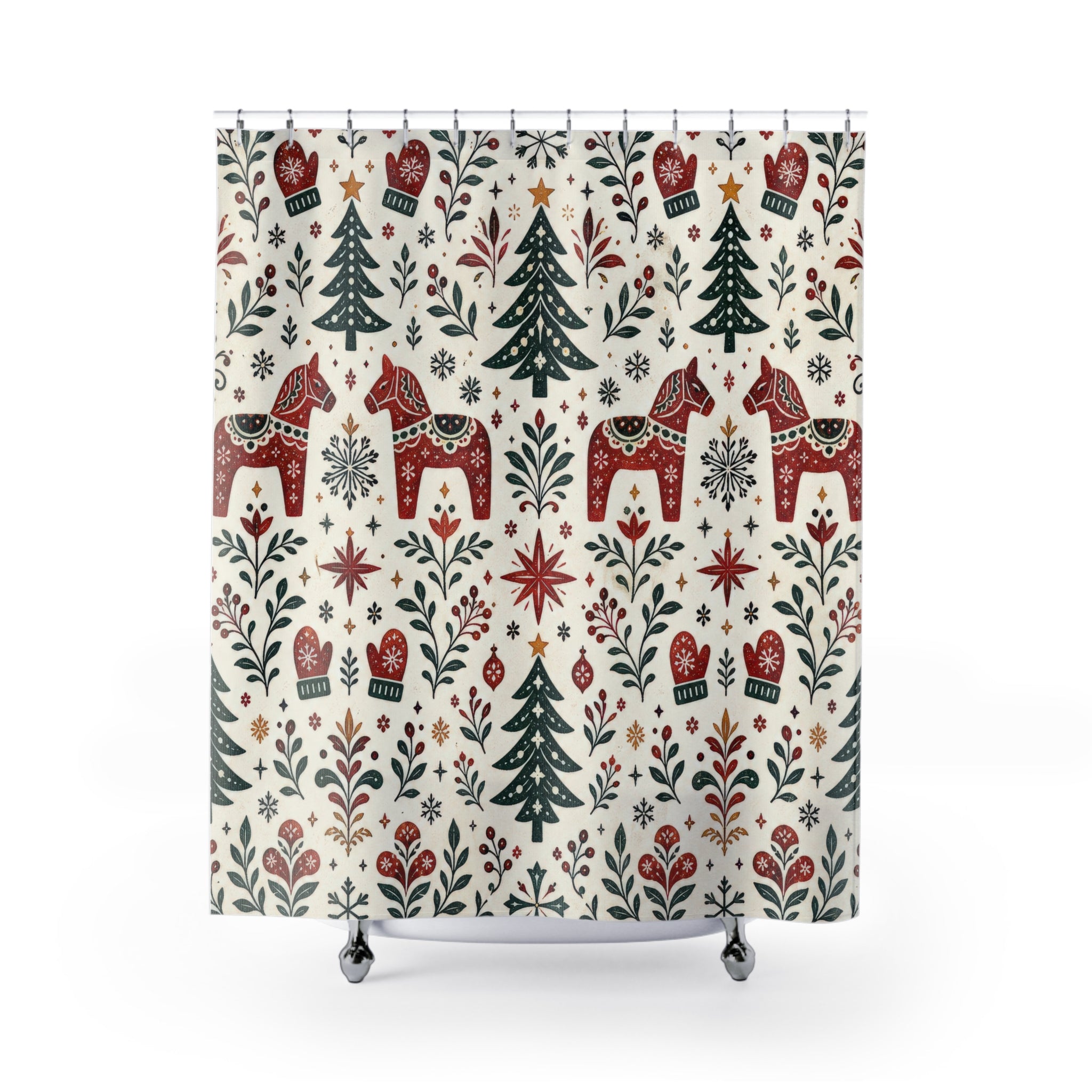 Reindeer Tree Folk Shower Curtain