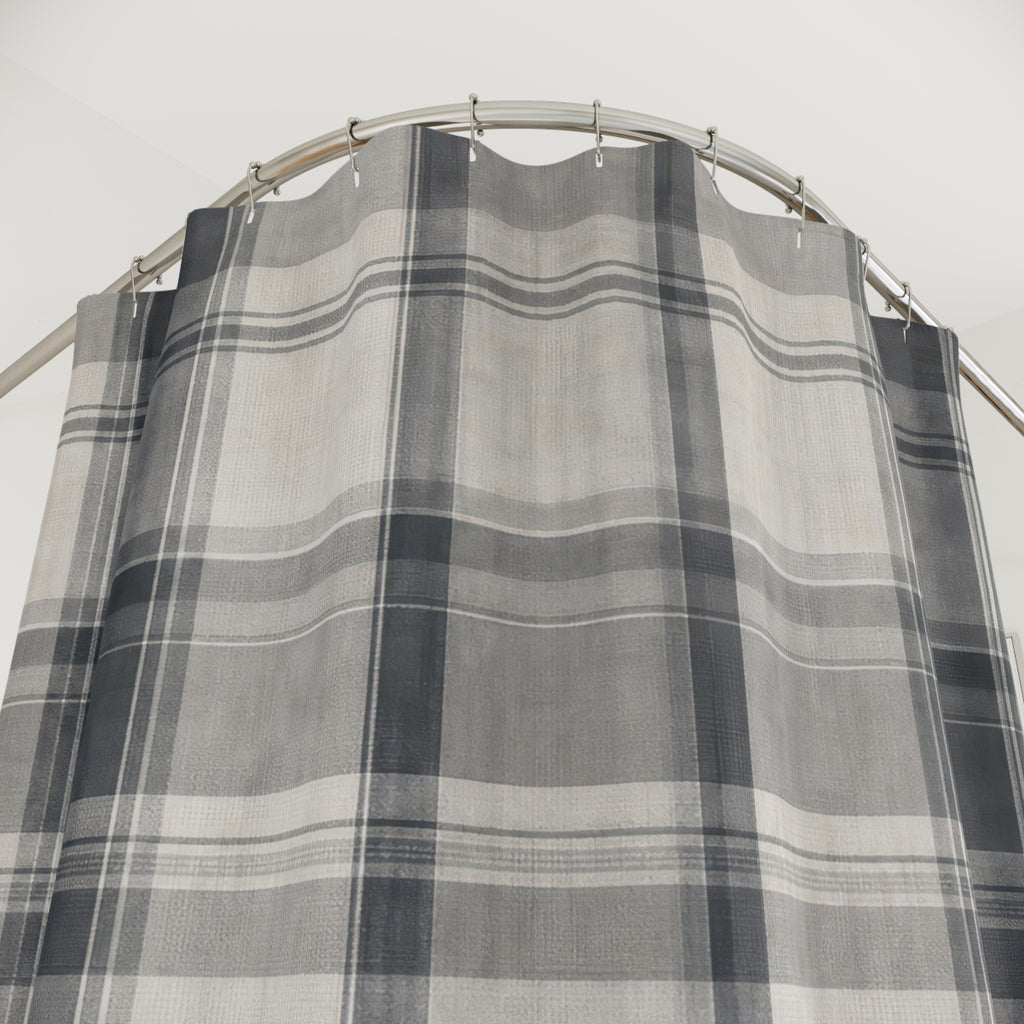 Gray White Check Shower Curtain