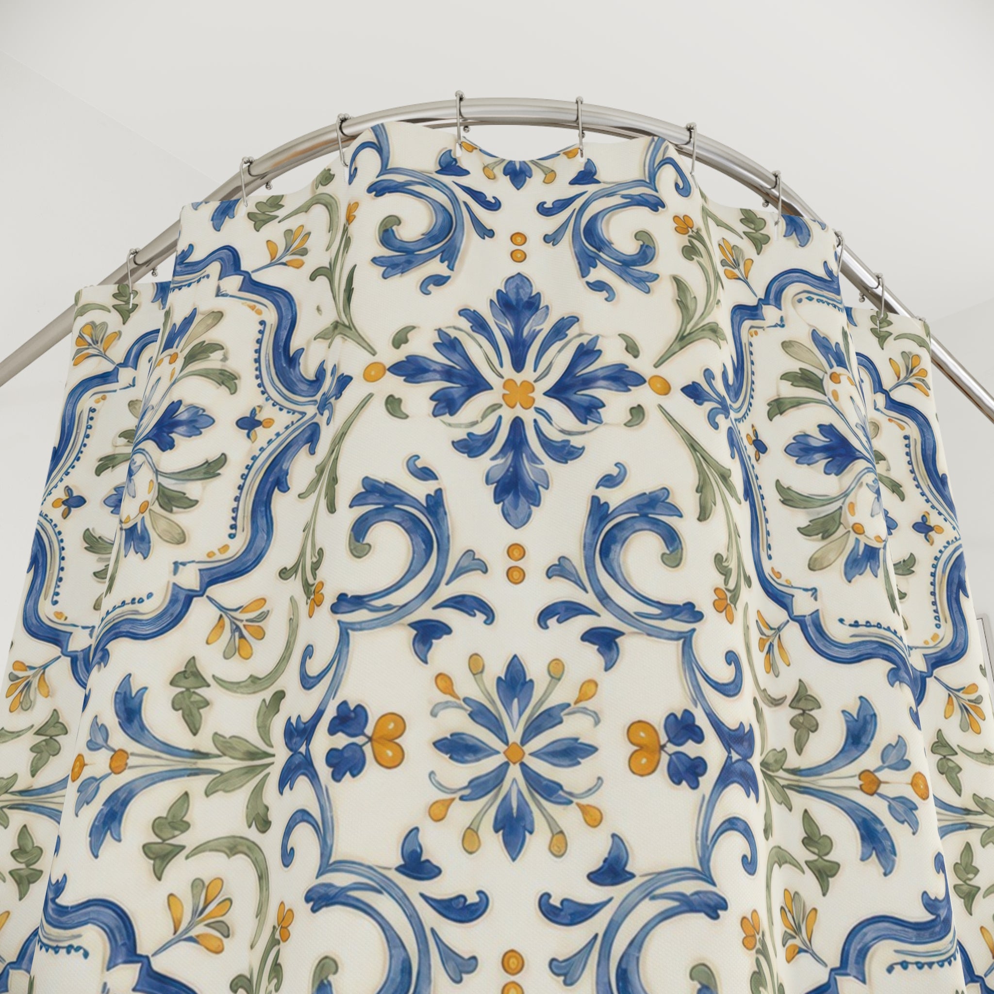 Blue Yellow French Country Medallion Shower Curtain