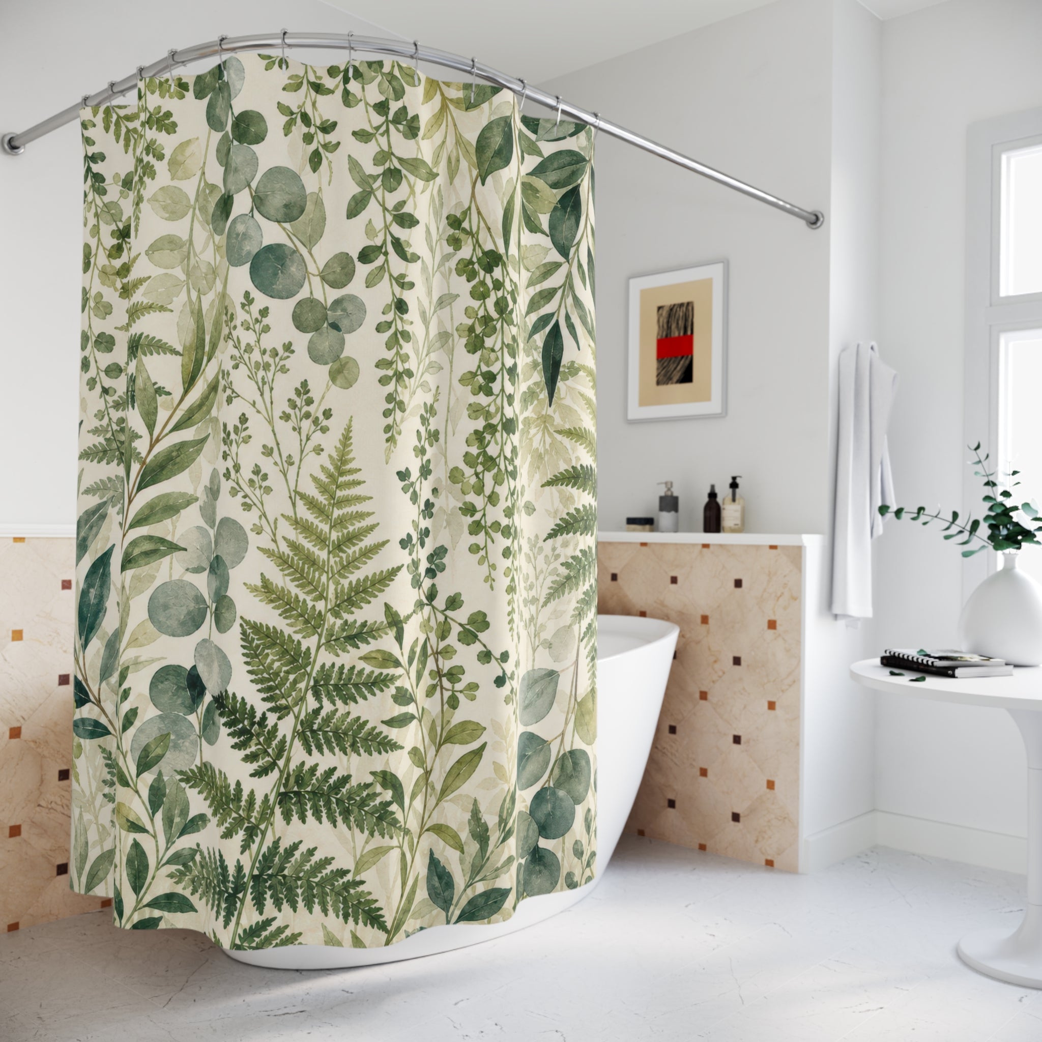 Green Eucalyptus Leaf Botanical Shower Curtain