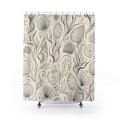 Black Cream Seashell Line Shower Curtain
