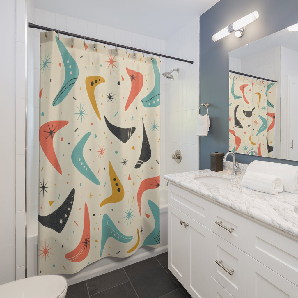 Atomic Boomerang Shower Curtain