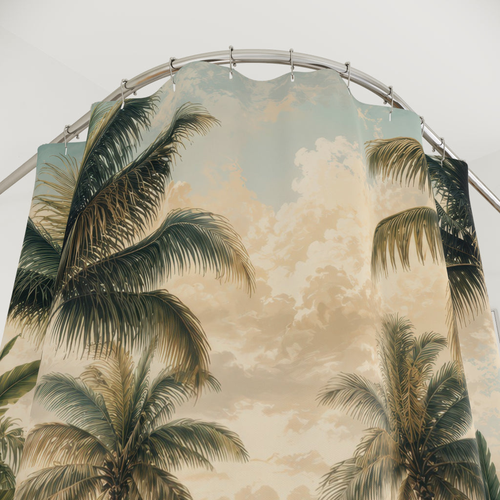 Tropical Palm Tree Shower Curtain: Jungle Beach