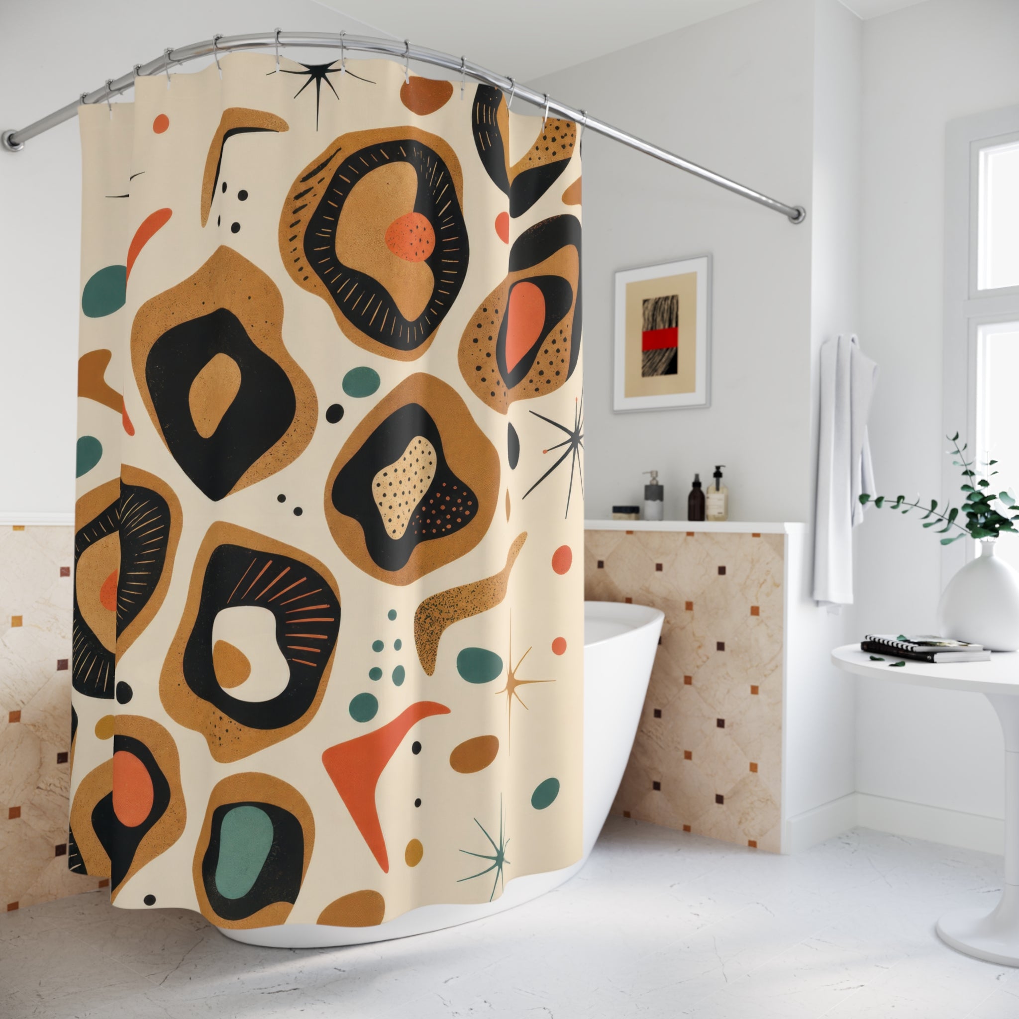 Atomic Leopard Mid Century Shower Curtain