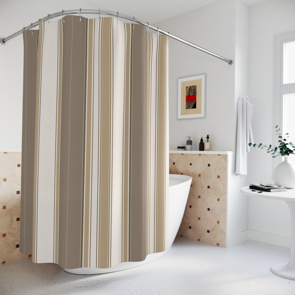 Taupe Cream Elegant Striped Shower Curtain