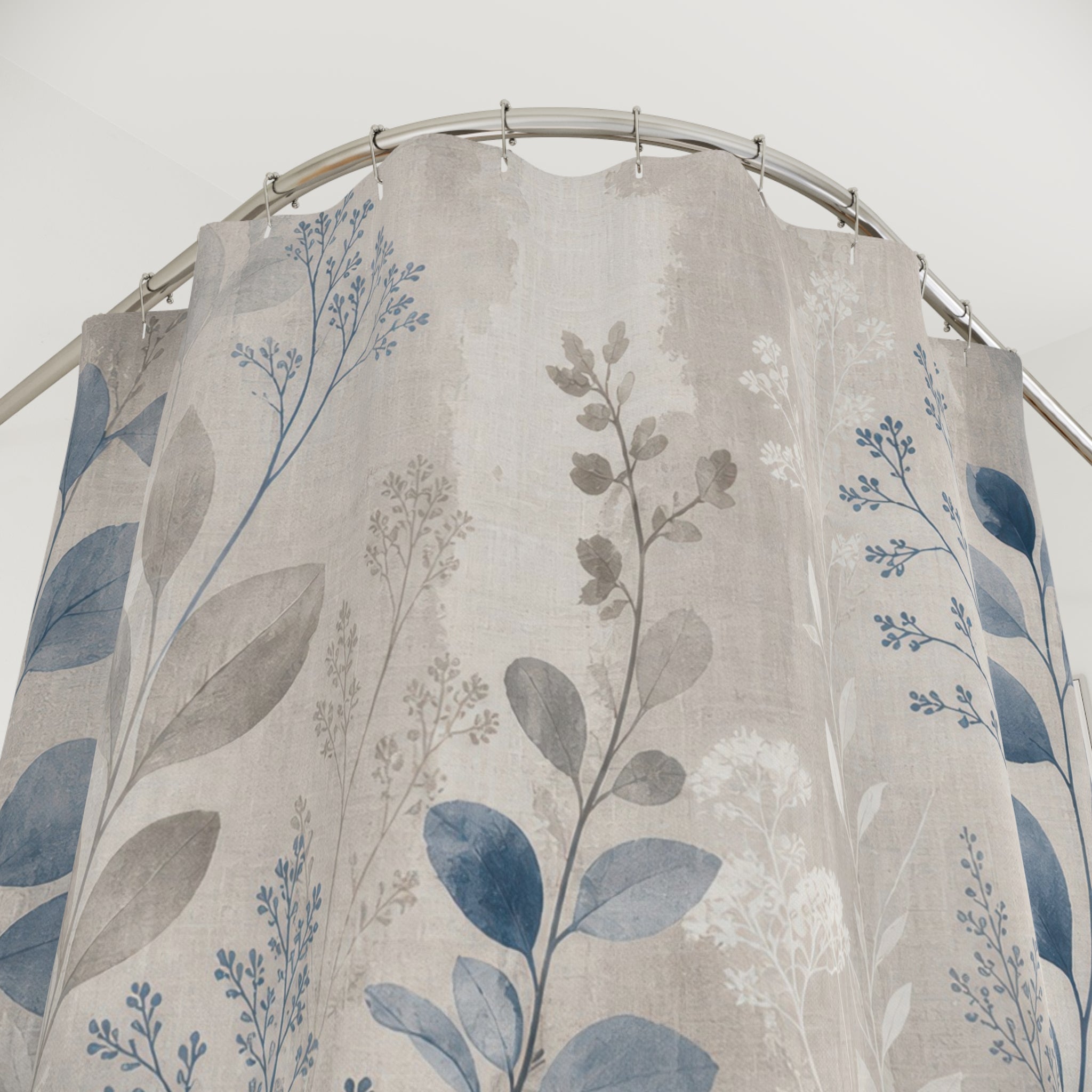 Blue Gray Botanical Shower Curtain
