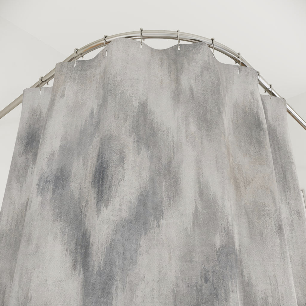 Ikat Shower Curtain, Gray Boho Bath Decor, Soft Diamond Pattern, Neutral Guest Bathroom Decor, Modern Neutral Boho Diamond Spa Style