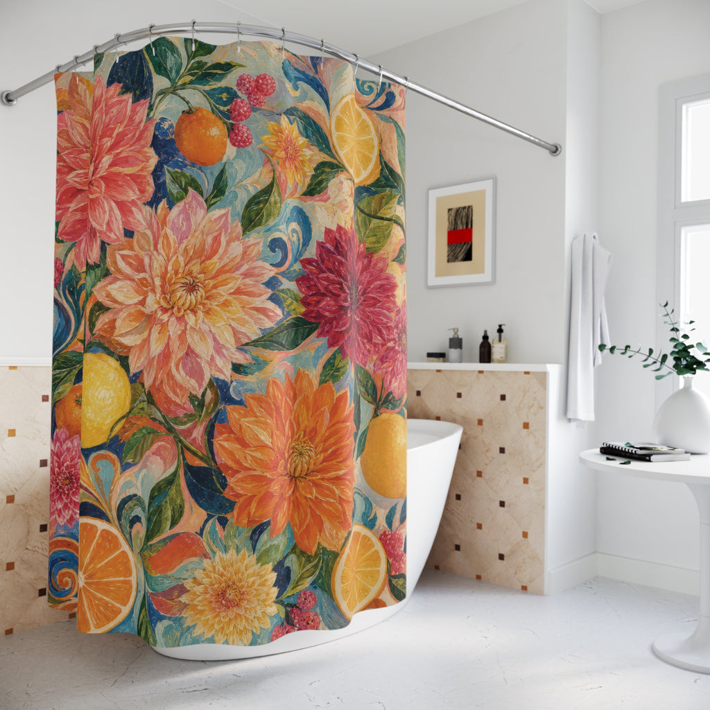 Citrus Dahlia Reverie Shower Curtain