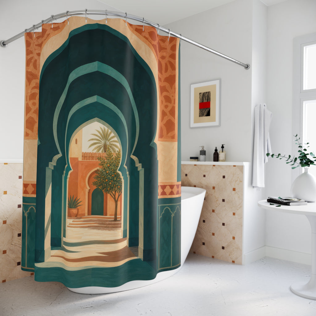 Teal Moroccan Arch Shower Curtain