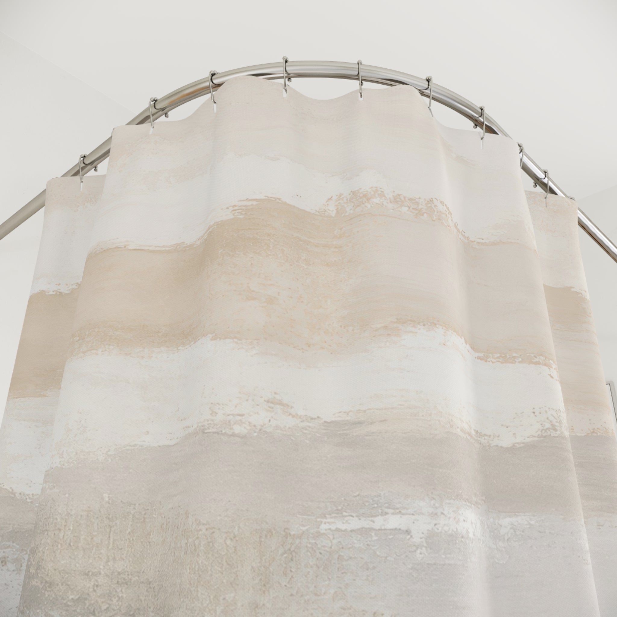 Beige Cream Abstract Horizon Bands Shower Curtain