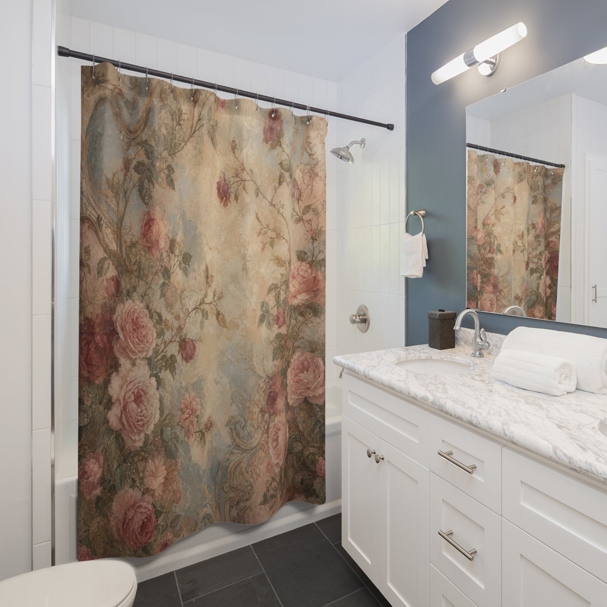 Old Rose Garden Fresco Shower Curtain