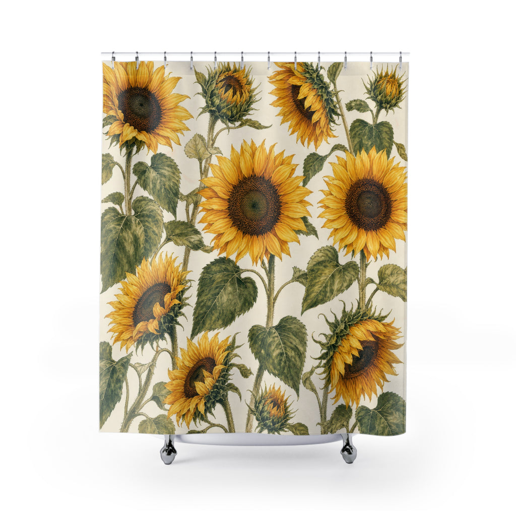 Yellow Flower Botanical Shower Curtain