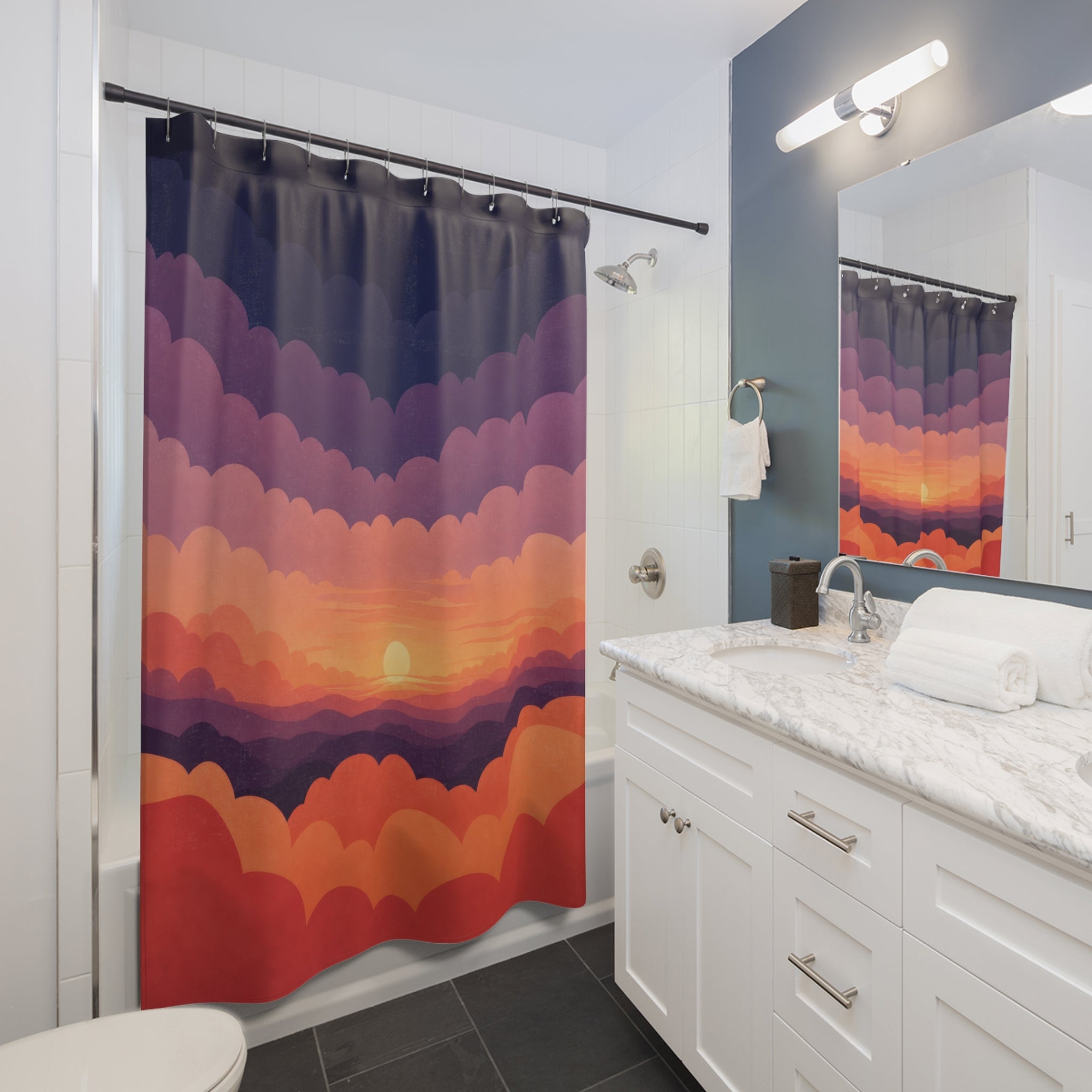 Sunset Scallop Cloud Shower Curtain