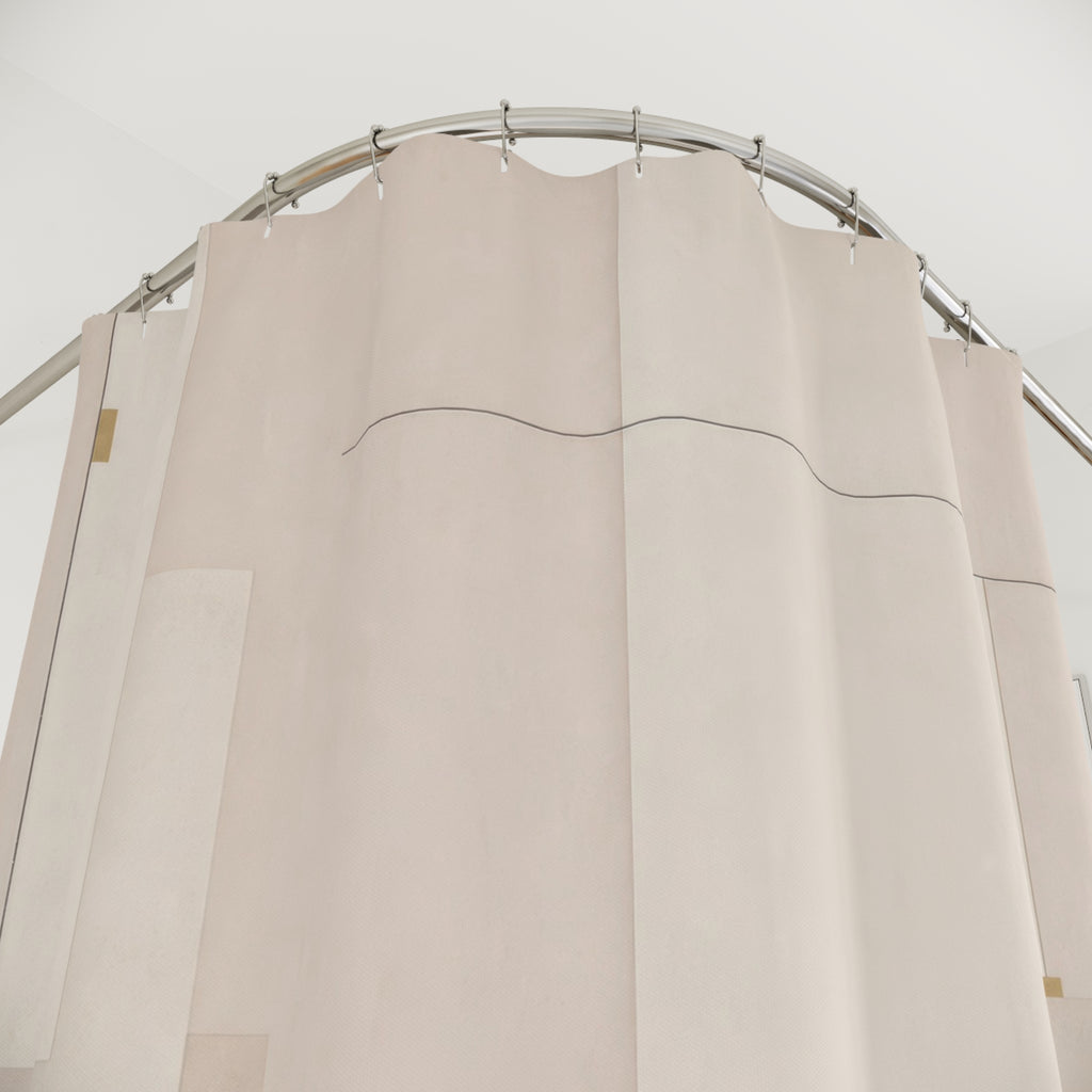Minimal Line White Shower Curtain