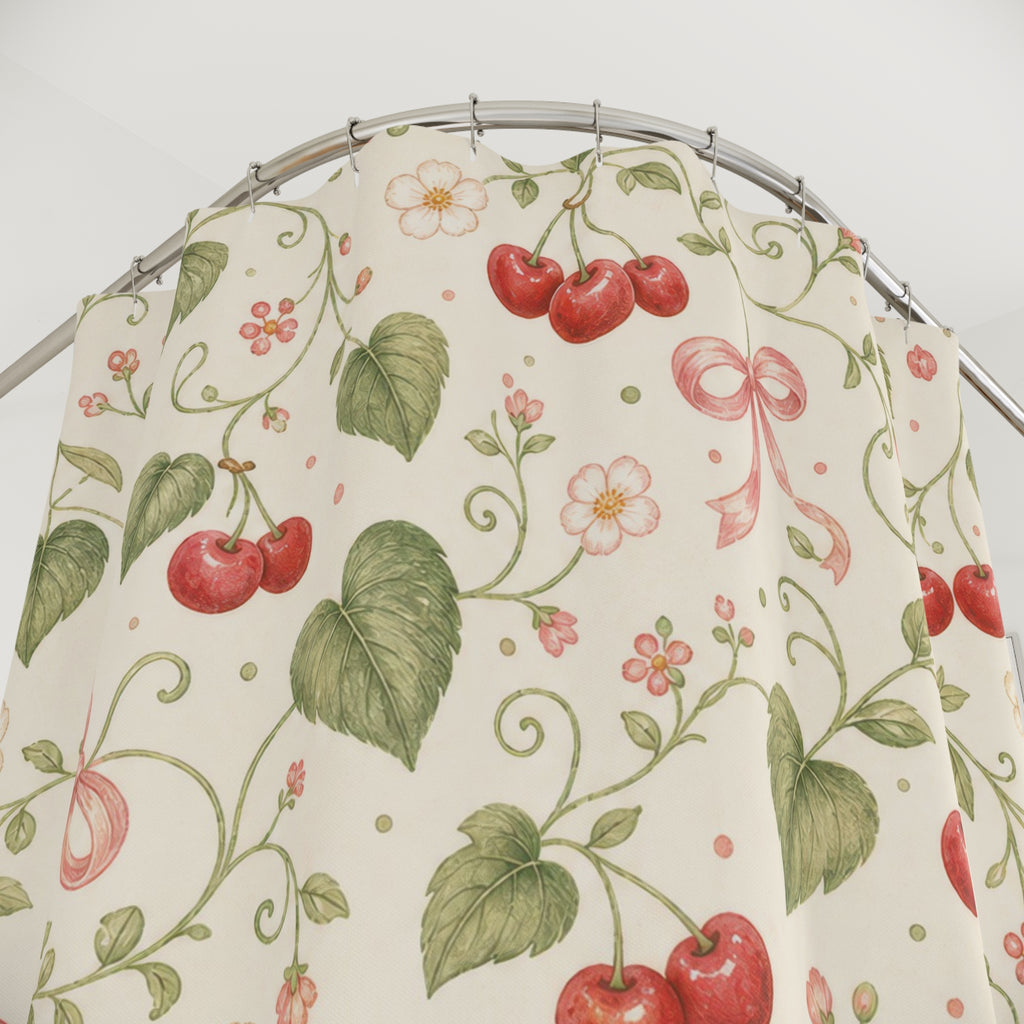 Cherry Bow Cute Shower Curtain