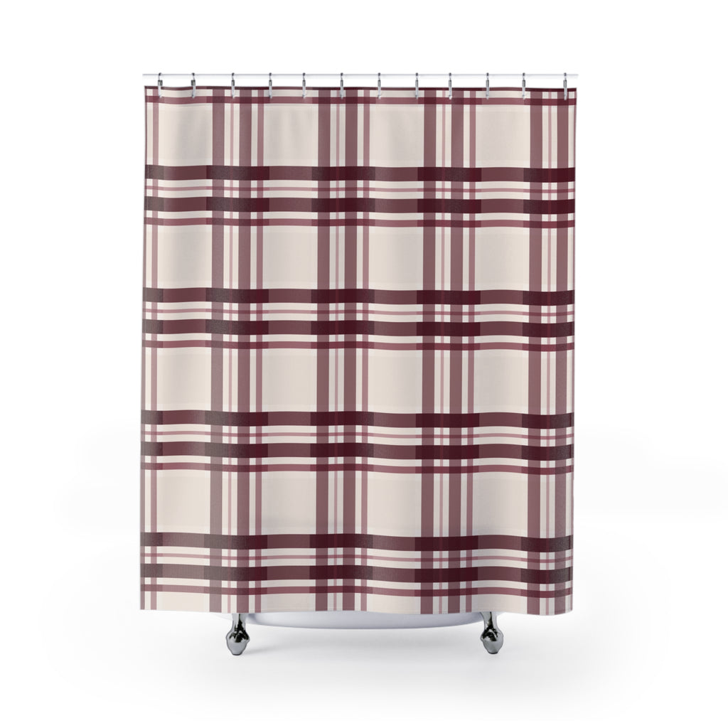 Burgundy and Cream Tartan Plaid Shower Curtain