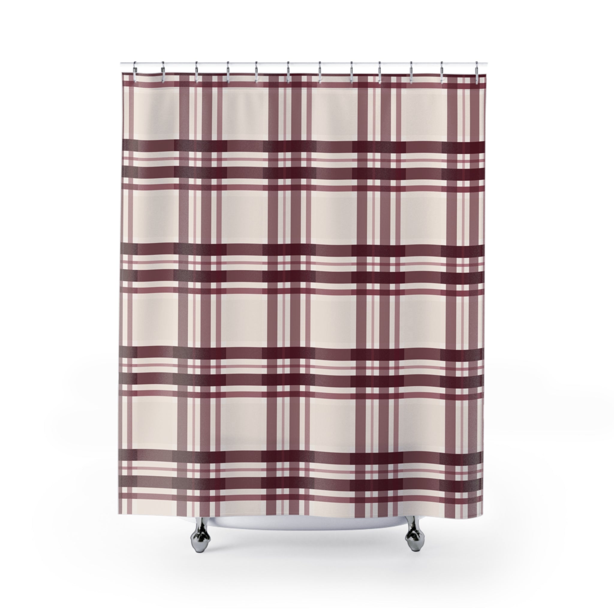 Burgundy and Cream Tartan Plaid Shower Curtain