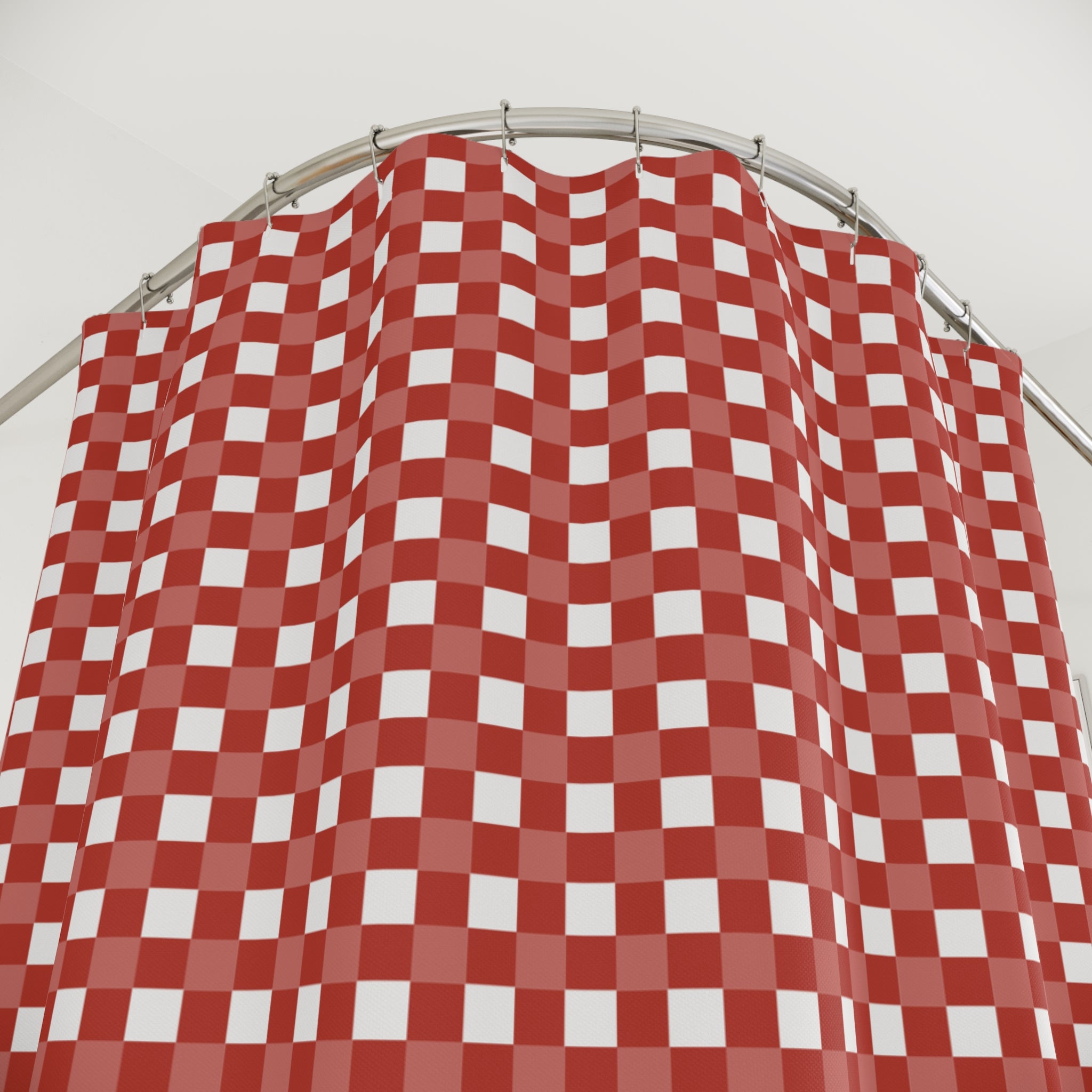Red & White Gingham Shower Curtain – Classic Check