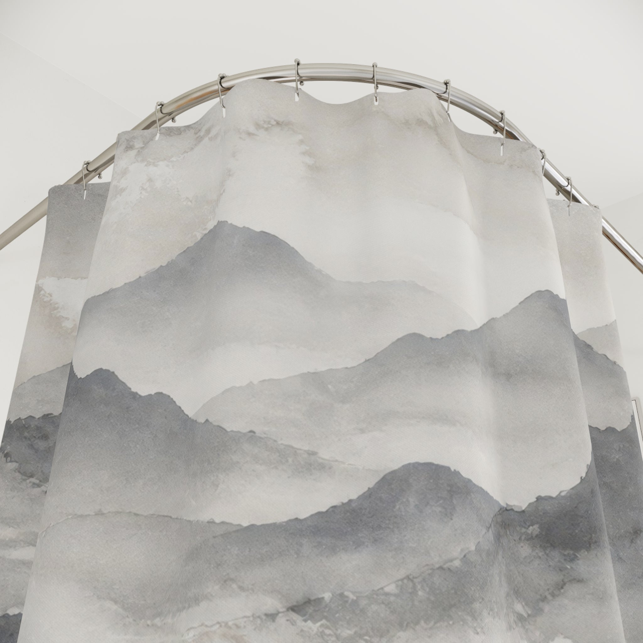 Gray Watercolor Landscape Shower Curtain