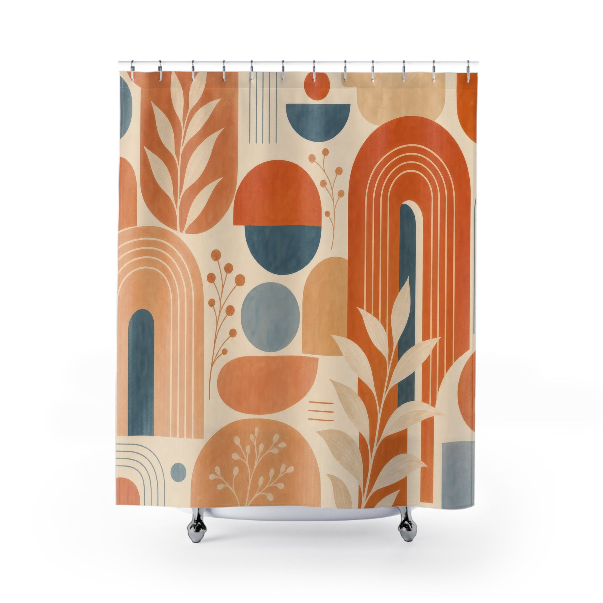 Mid Century Orange Shower Curtain