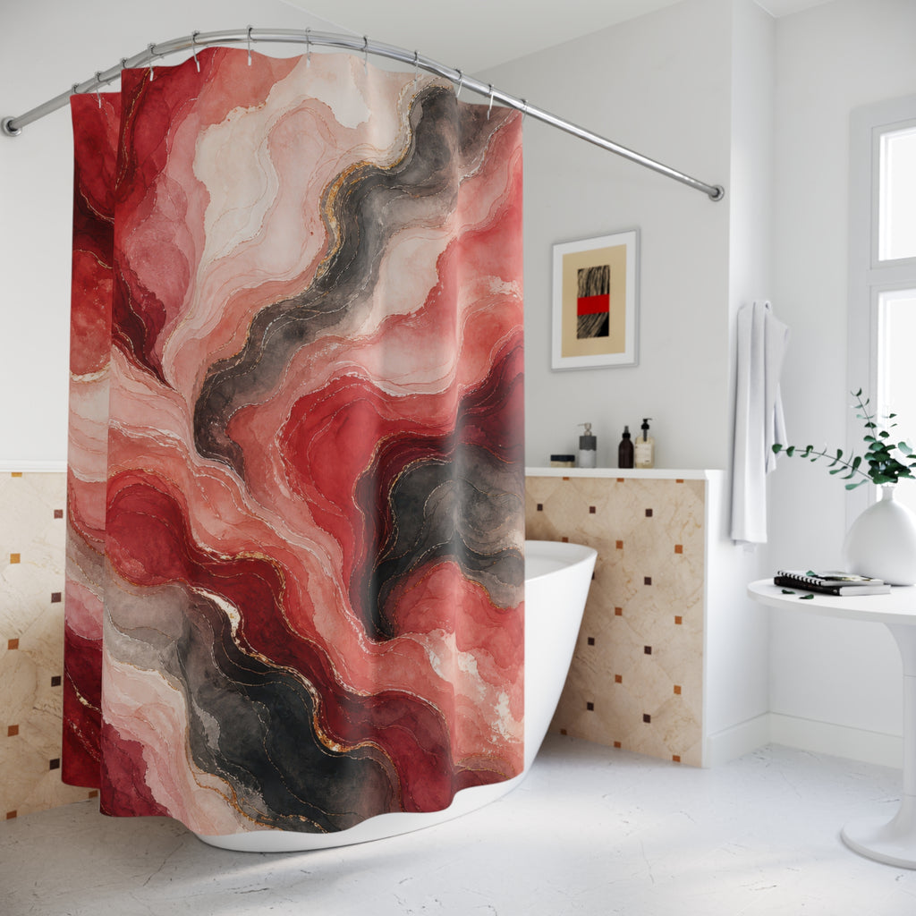 Red Marble Shower Curtain