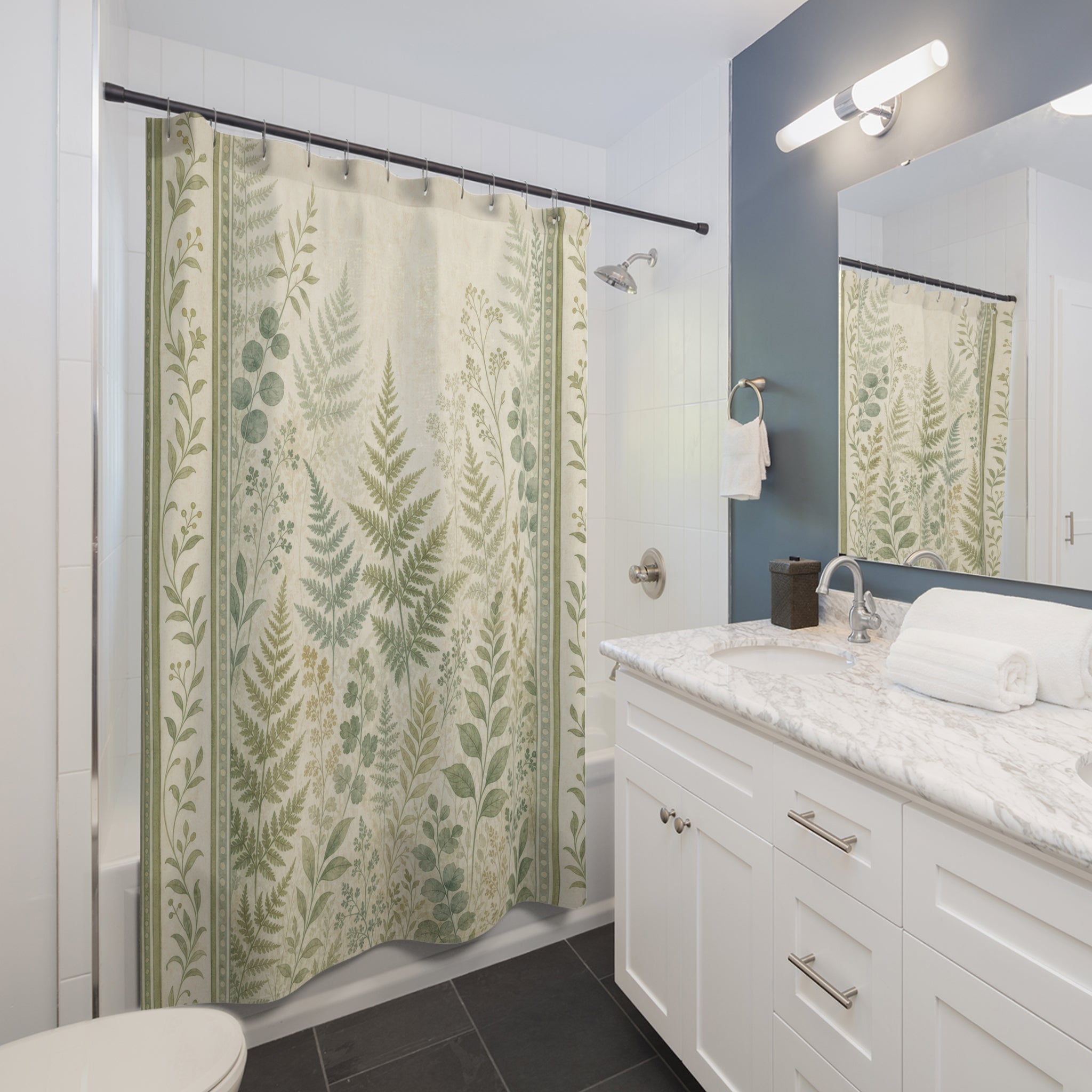 Green Garden Panel Print Shower Curtain
